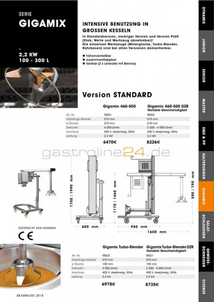 PROFIMIXER TURBOMIXSTAB Typ: GIRAFFE-GIGAMIX-TURBOSTAB