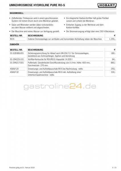 OSMOSEANLAGE Typ: HYDROLINE-PURE-RO-S
