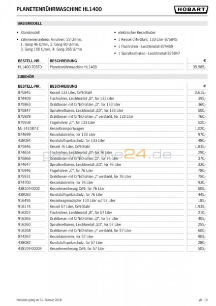 KESSELABSTREIFER für: 133 Liter