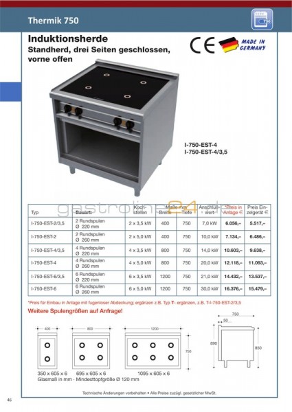 INDUKTIONSHERD Typ: I-750-EST-4