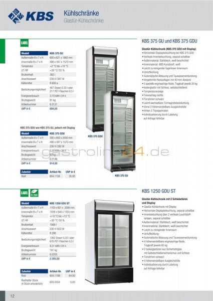 UMLUFT-GETRÄNKEKÜHLSCHRANK Typ: KBS-375-GDU