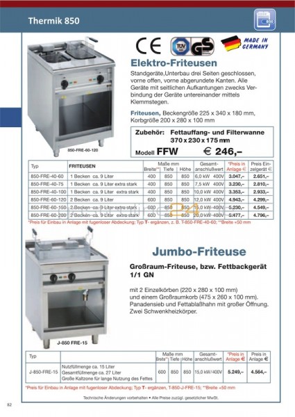 ELEKTRO-FRITTEUSE Typ: T-850-FRE-40-100