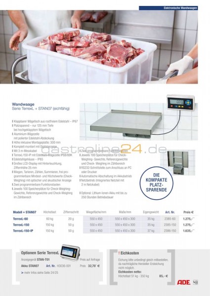 WANDWAAGE MIT ANZEIGEGERÄT Typ: TERREX-L-150-IP+STAN07