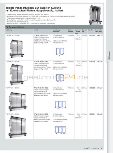 TABLETT-TRANSPORTWAGEN Typ: TTW-PK-16-115-DZE