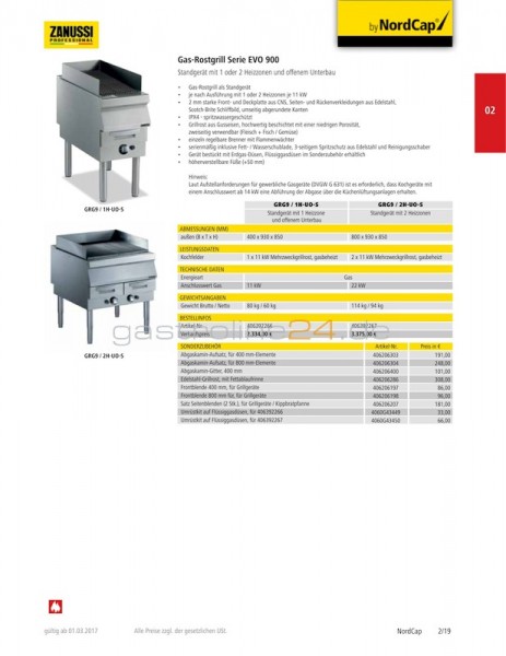 GAS-ROSTGRILL Typ: GRG9/2H-UO-S