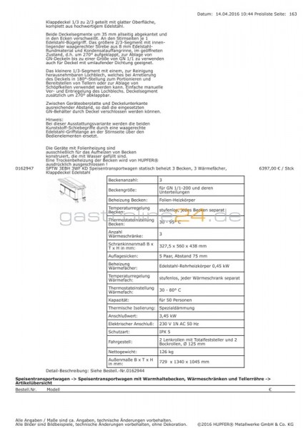 SPEISENTRANSPORTWAGEN Typ: SPTW-3/EBF-K