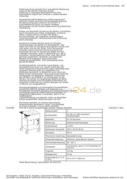 SPEISENAUSGABEWAGEN Typ: SPA/EB-2 | Speiseausgabewagen | Warmhalten ...