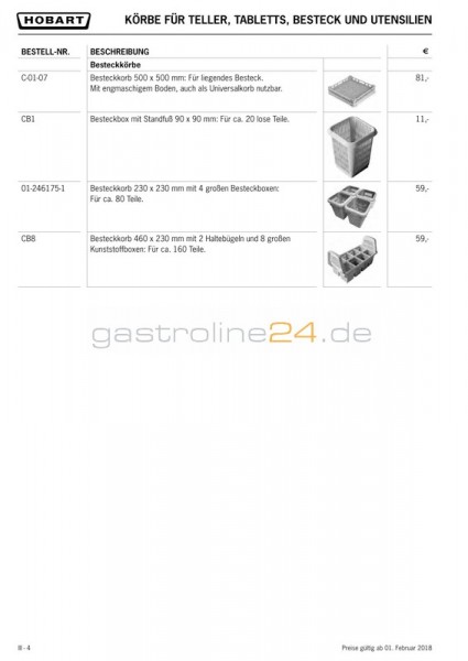 BESTECKKORB für: liegendes Besteck