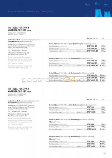 INSTALLATIONSFACH ANSCHLUSS LI Typ: GTIF800L