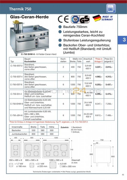 ELEKTRO-CERANHERD Typ: C-750-EST-4