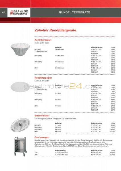 FILTERPAPIER WEIß Durchmesser: 244 mm