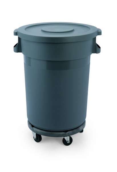 ABFALLTONNE MIT DECKEL & Rädern, rund, 120ltr., HDPP,