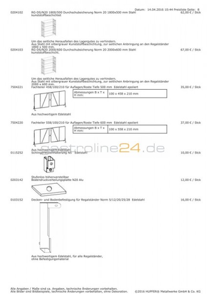 SCHLINGERLEISTEN - HALTERUNG stufenlos höhenverstellbar