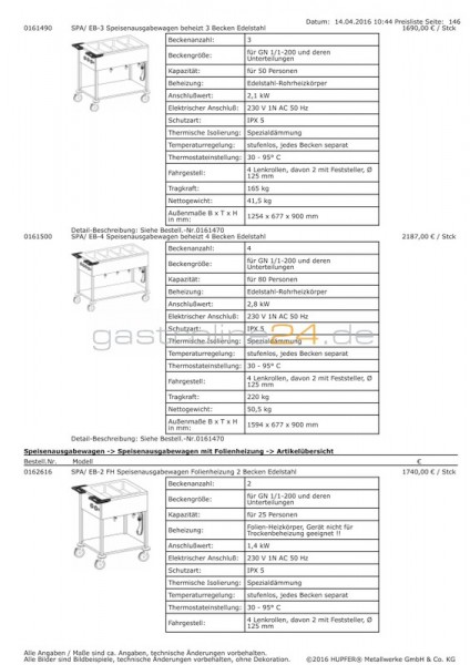 SPEISENAUSGABEWAGEN Typ: SPA/EB-2-FH