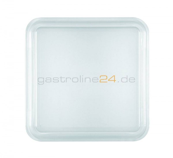 Kunststoffdeckel für Teller flach quadratisch milchig-transparent hoch