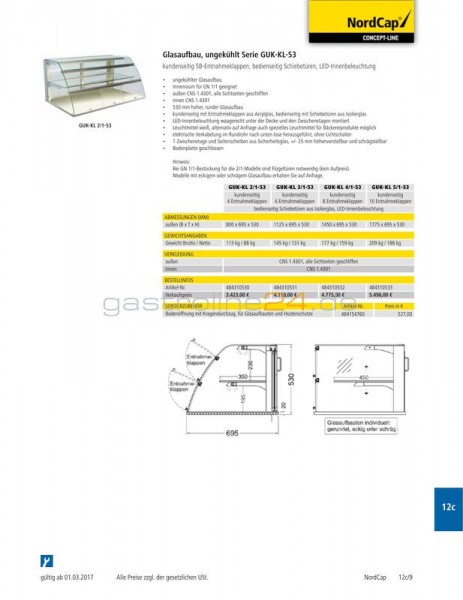 AUFSATZVITRINE Typ: GUK-KL-5/1-53