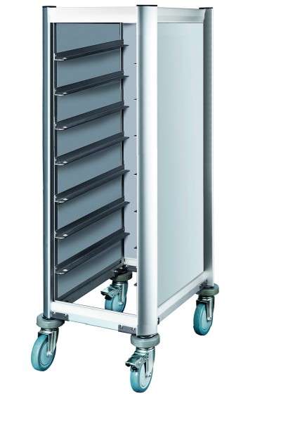 TABLETTWAGEN FÜR 7 X GN 1/1 - Alu-Profile, MDF-Aluoptik