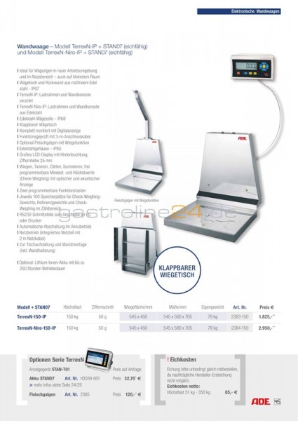 WANDWAAGE MIT ANZEIGEGERÄT Typ: TERREX-N-NIRO-150+STAN07