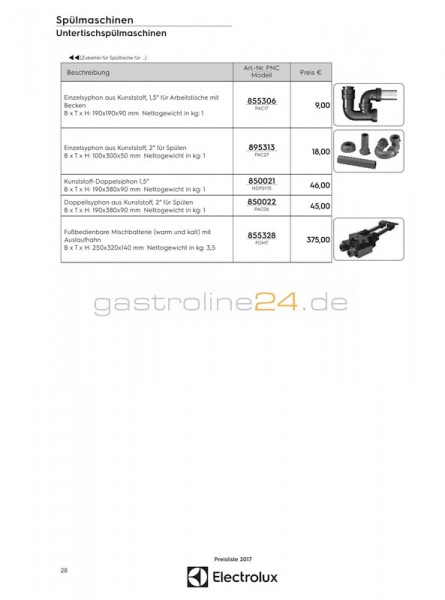 DOPPEL-ABLAUF-SIPHON 2' Typ: PAC06