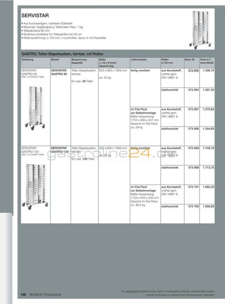 TELLER-STAPELSYSTEM Typ: SERVISTAR-GASTRO-120