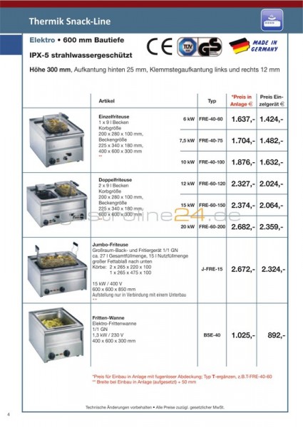 ELEKTRO-FRITTEUSE Typ: FRE-40-75
