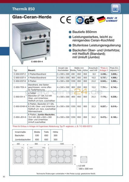 ELEKTRO-CERANHERD Typ: C-850-EHW-6