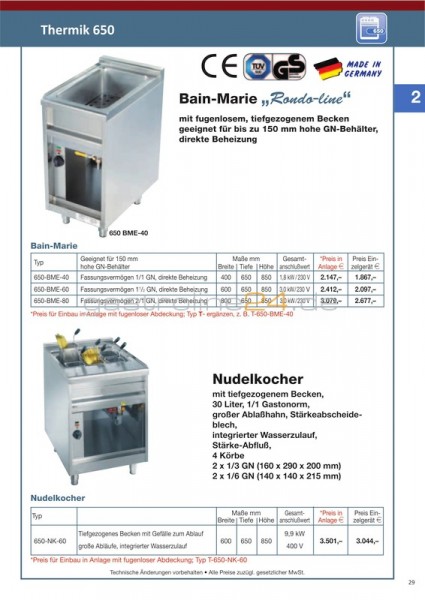 ELEKTRO-BAINMARIE Typ: 650-BME-80
