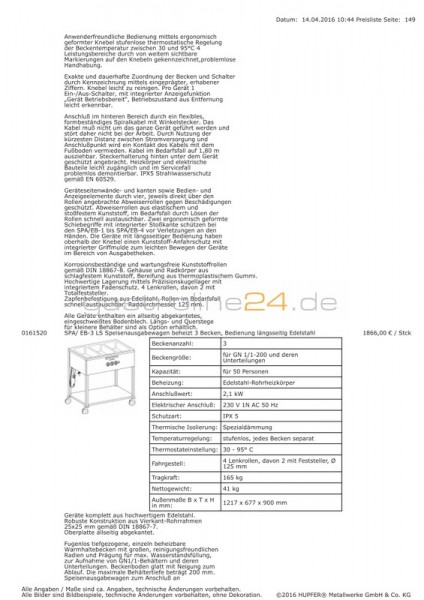 SPEISENAUSGABEWAGEN Typ: SPA/EB-3-LS-ND