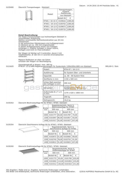 REGAL - TRANSPORTWAGEN Typ: RTWS/18-10-5